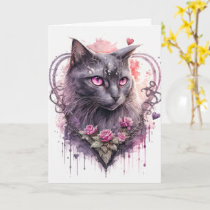 Beautiful Majestic Kitty Cat Witch Halloween Card