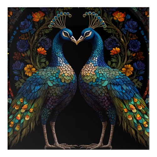 Beautiful Majestic Peacock Couple Cushion Acrylic Print