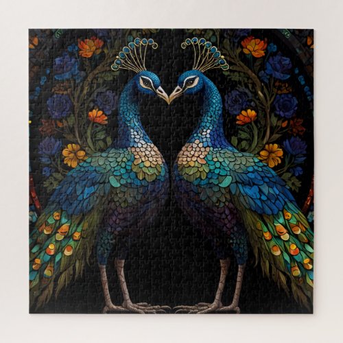 Beautiful Majestic Peacock Couple Cushion Jigsaw Puzzle