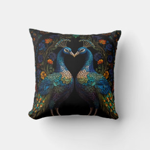 Beautiful Majestic Peacock Couple Throw Pillow