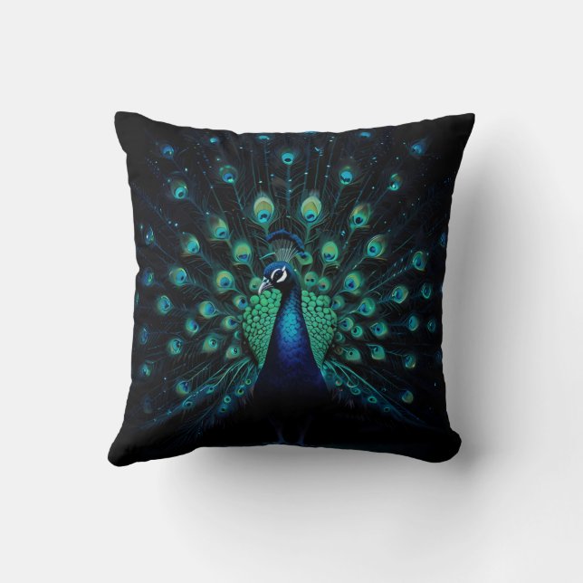 Beautiful Majestic Peacock Design  Throw Pillow (Back)