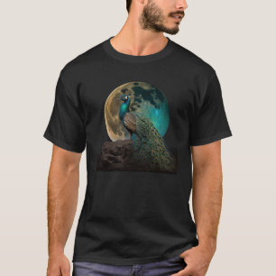 beautiful Majestic Peacock in the moonlight 1 T-Shirt