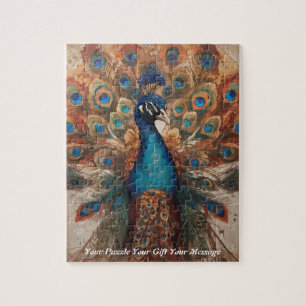 Beautiful Majestic Splendor: The Boho Peacock Jigsaw Puzzle