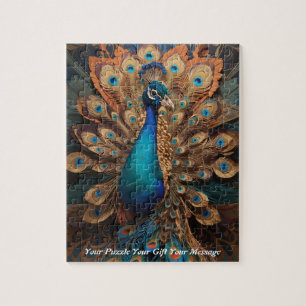 Beautiful Majestic Splendor: The Boho Peacock Jigsaw Puzzle