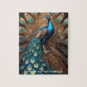 Beautiful Majestic Splendor: The Boho Peacock Jigsaw Puzzle