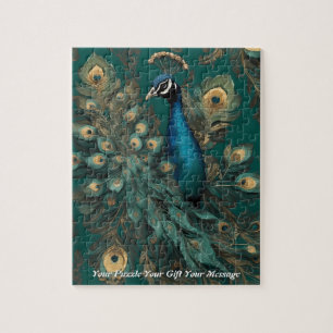 Beautiful Majestic Splendor: The Boho Peacock Jigsaw Puzzle