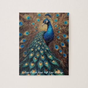 Beautiful Majestic Splendor: The Boho Peacock Jigsaw Puzzle