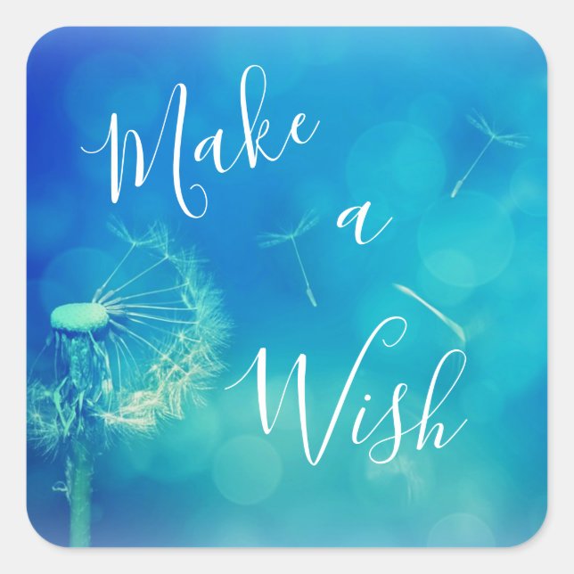 Beautiful Make a Wish Lucky Dandelion Blue Sticker (Front)
