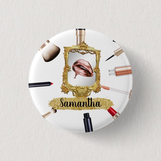Beautiful Makeup Beauty Elegant Chic Custom Button (Front)
