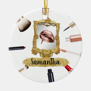 Beautiful Makeup Beauty Elegant Chic Custom Ceramic Ornament