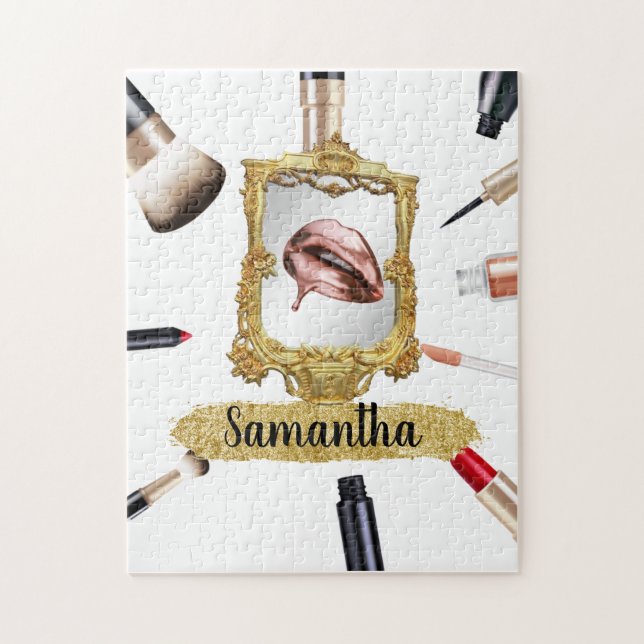 Beautiful Makeup Beauty Elegant Chic Custom Jigsaw Puzzle (Vertical)