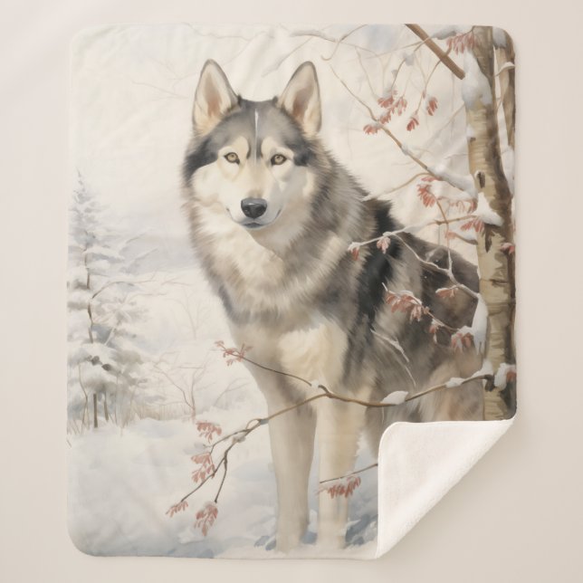 Beautiful Malamute – Strong & Devoted Sherpa Blanket (Front)