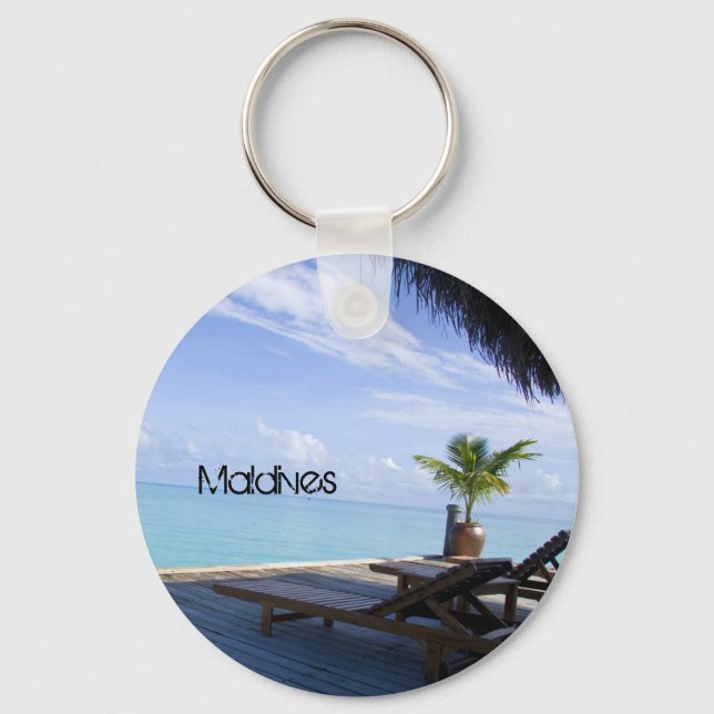 Beautiful Maldives Beach Keychain (Front)
