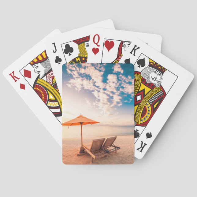 Beautiful Maldives Beach Sunset Poker Cards (Back)