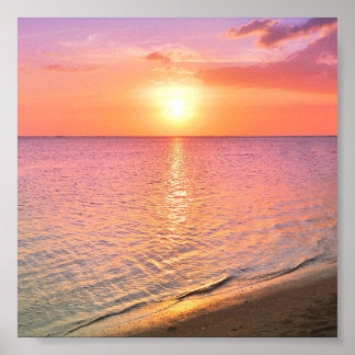 Beautiful Maldives Beach Sunset Poster
