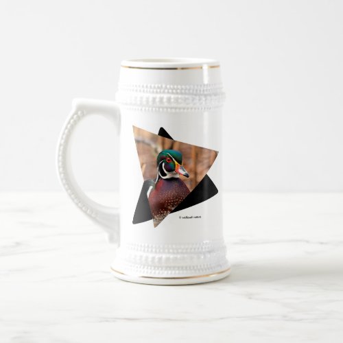 Beautiful Male Wood Duck in the Woods Beer Stein