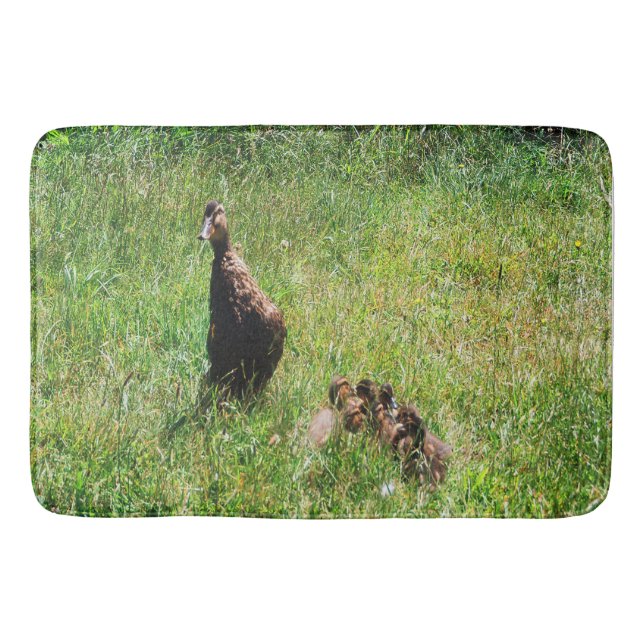 Beautiful Mallard ducklings and Mother..... Bath Mat (Front)