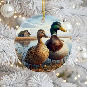 Beautiful Mallard Ducks Keepsake Ceramic Ornament