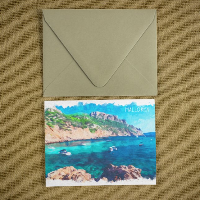 Beautiful Mallorca Watercolor Spain  Postcard (mallorca spain view postcard)