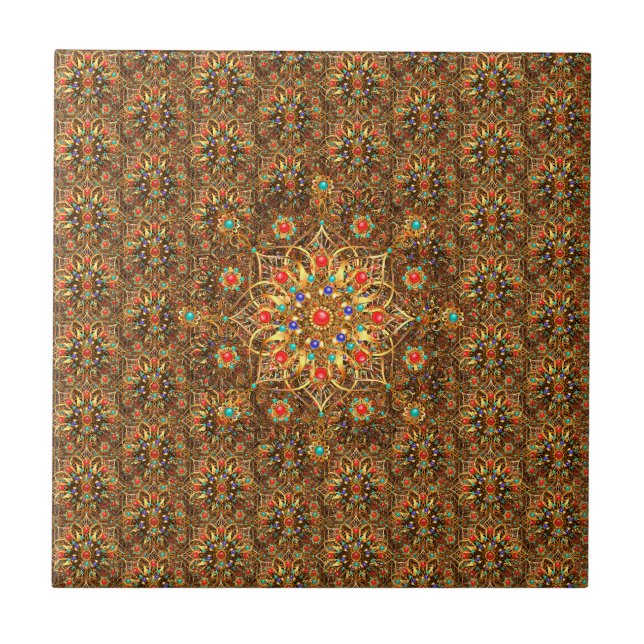 Beautiful Mandala Flower Art Ceramic Tile (Front)