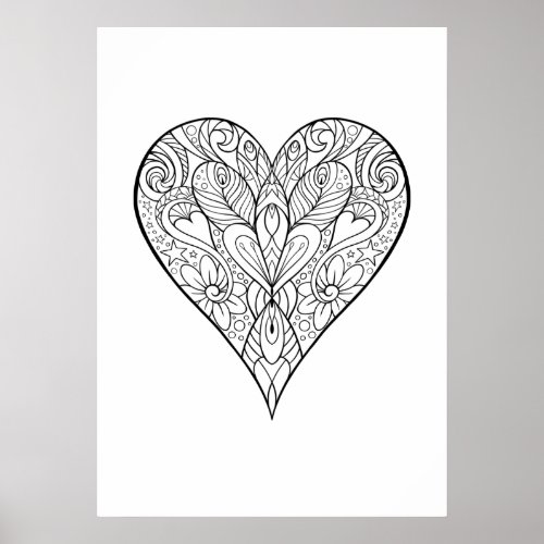 Beautiful Mandala Heart Design Pattern Poster