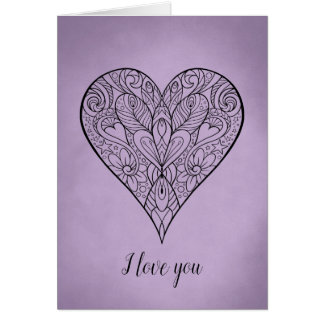 Beautiful Mandala Heart I love you Cards