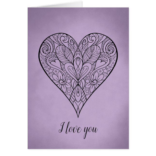 Beautiful Mandala Heart I love you Cards (Front)