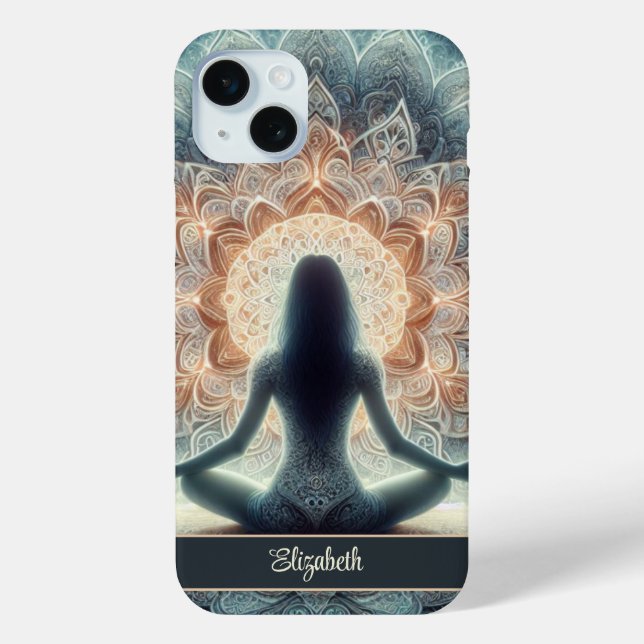 Beautiful Mandala Meditating Girl Custom Name Case-Mate iPhone Case (Back)
