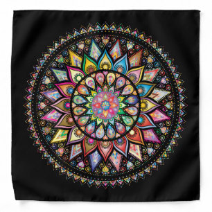 Beautiful mandala on black background bandana