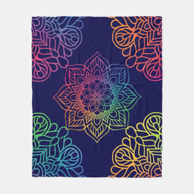 Beautiful Mandala Print Fleece Blanket (Front)
