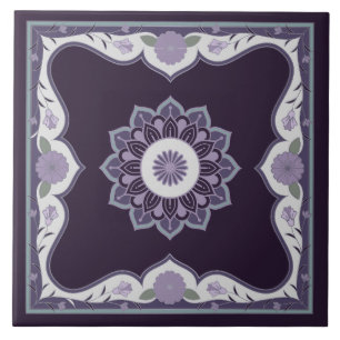 Beautiful mandala scroll design ceramic tile