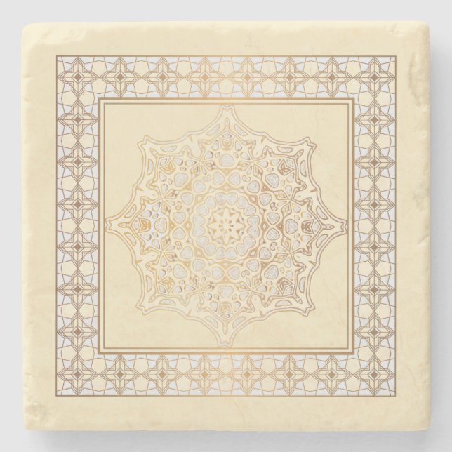 Beautiful mandala scroll design stone coaster (Front)