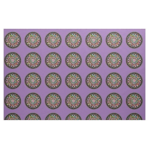 Beautiful mandalas on purple background fabric