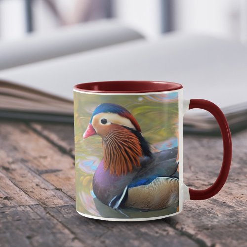 Beautiful Mandarin Duck in the Pond Mug