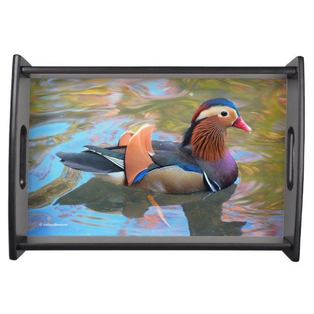 Beautiful Mandarin Duck in the Pond Serving Tray (Front)