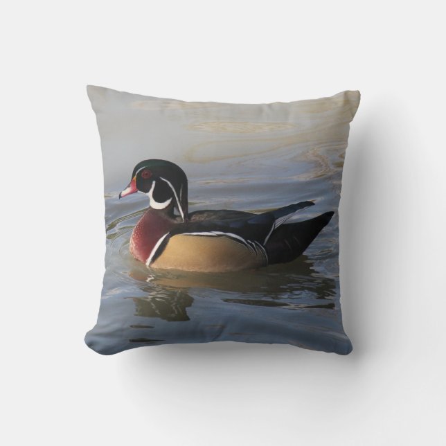 Beautiful Mandarin Duck Throw Pillow (Front)