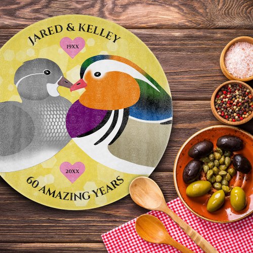 Beautiful Mandarin Ducks Any Anniversary Year Cutting Board