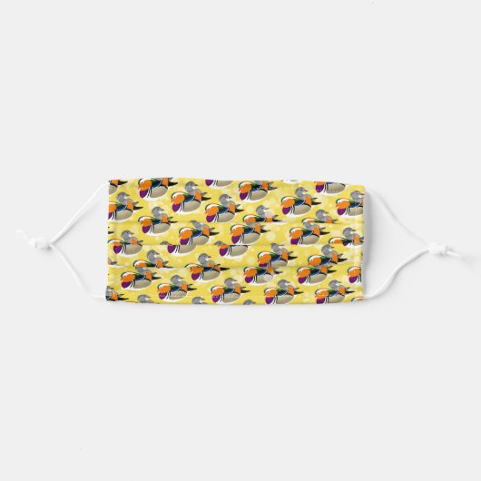 Beautiful Mandarin Ducks on Yellow Background Adult Cloth Face Mask (Front, Folded)