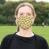 Beautiful Mandarin Ducks on Yellow Background Adult Cloth Face Mask (Outside)