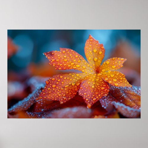 Beautiful Maple Leaf after Rain Poster