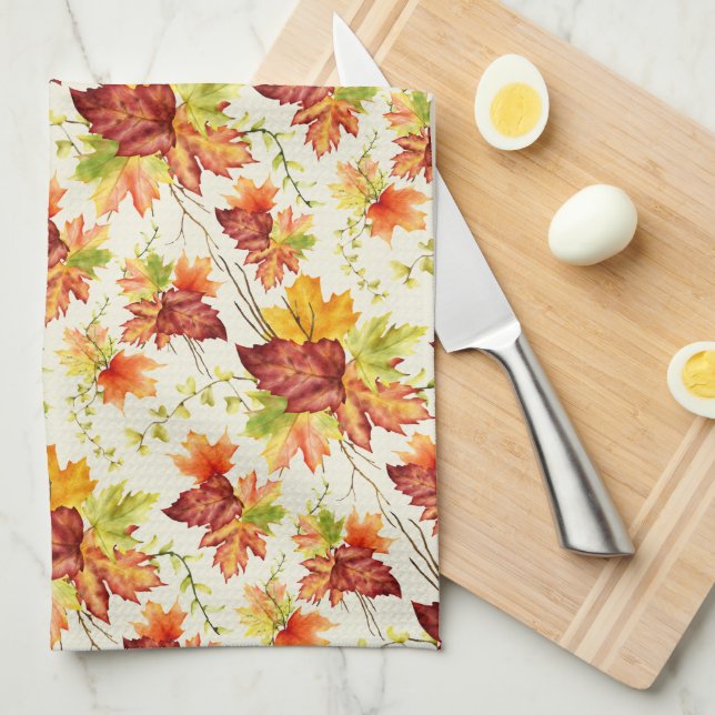 Beautiful Maple Leaves Kitchen Towel (Quarter Fold)