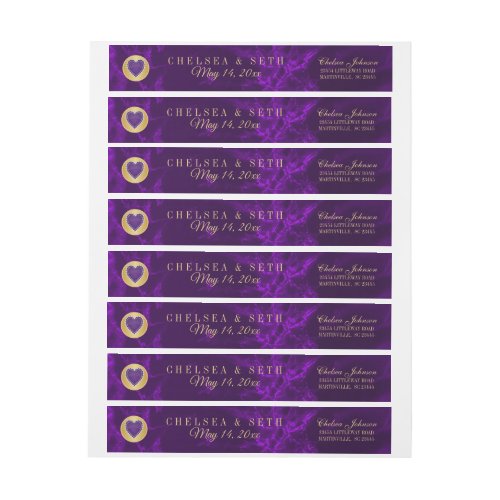 Beautiful Marble Purple and Gold Design Wrap Around Label