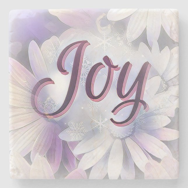 Beautiful Marble Stone Coaster Full of Joy. (Front)