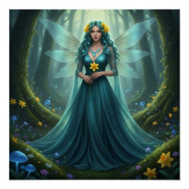 Beautiful March Aquamarine Fairy Poster (Front)