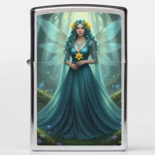 Beautiful March Aquamarine Fairy Zippo Lighter