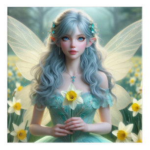 Beautiful March Fairy in Daffodils Acrylic Print