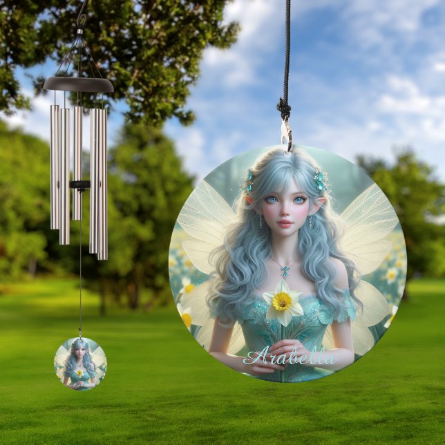 Beautiful March Fairy in Daffodils Wind Chime (Outdoor)