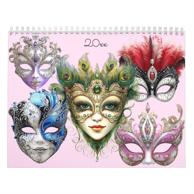Beautiful Mardi Gras Masquerade Masks Calendar (Cover)