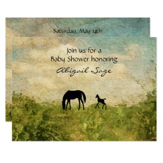 Beautiful Mare and Foal Horse Baby Shower Invite