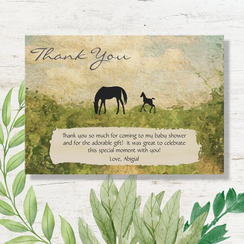 Beautiful Mare and Foal Horse Baby Shower Thank You Card